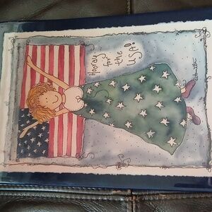 Hooray For The USA Plaque Decoupage Sweet! Flag Patriotic